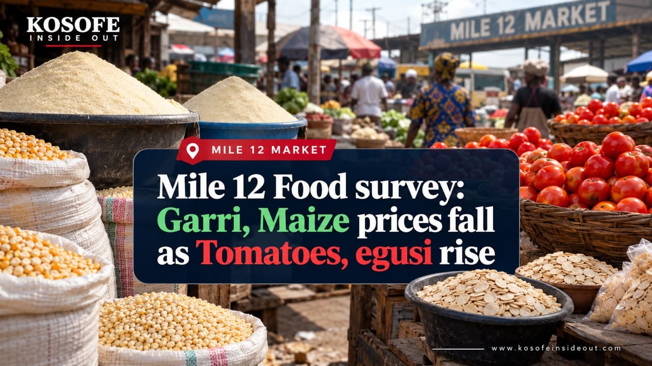 Mile 12 Food Survey: Garri, Maize Prices Fall as Tomatoes, Egusi Rise